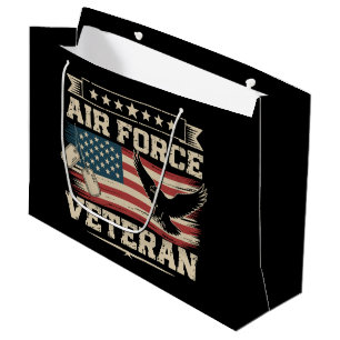 Sacola Para Presentes Grande Bandeira Americana da Força Aérea dos EUA Veterano