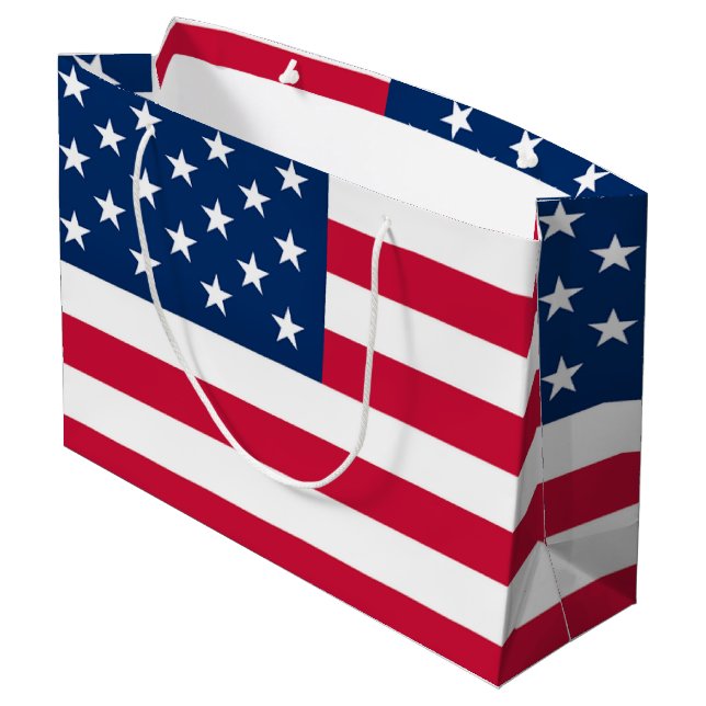 Sacola Para Presentes Grande Bandeira Americana Patriótica Gift Bag (Verso inclinado)