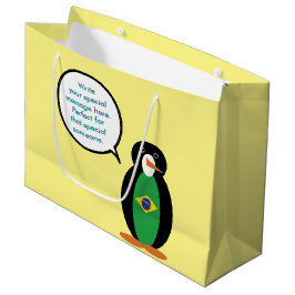 Sacola Para Presentes Grande Bandeira Brasileira Falando Sra. Penguin Personali
