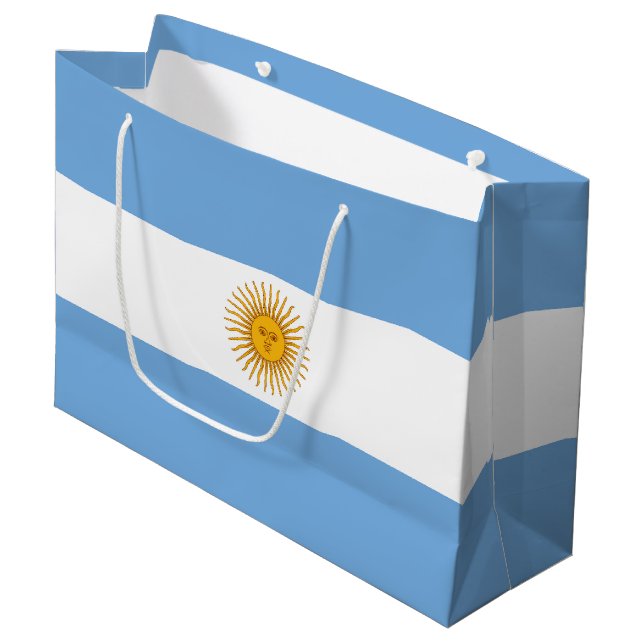 Sacola Para Presentes Grande Bandeira da Argentina (Frente inclinada)