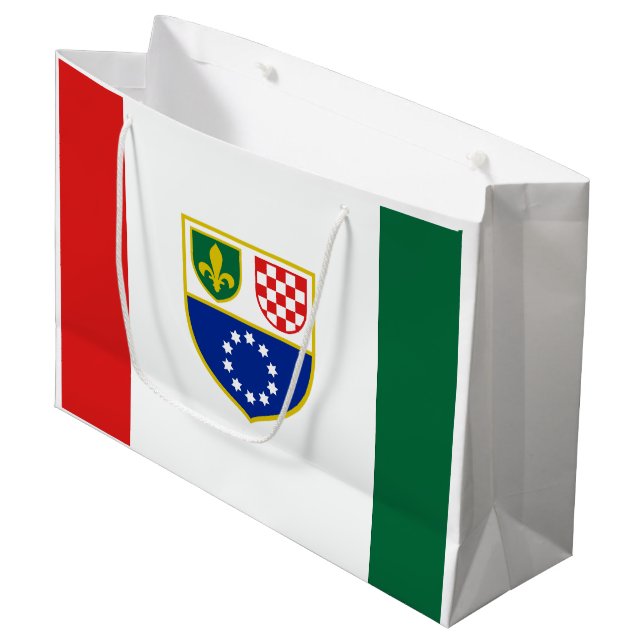 Sacola Para Presentes Grande Bandeira da Bósnia-Herzegovina (Frente inclinada)