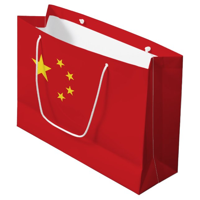Sacola Para Presentes Grande Bandeira da China (Frente inclinada)