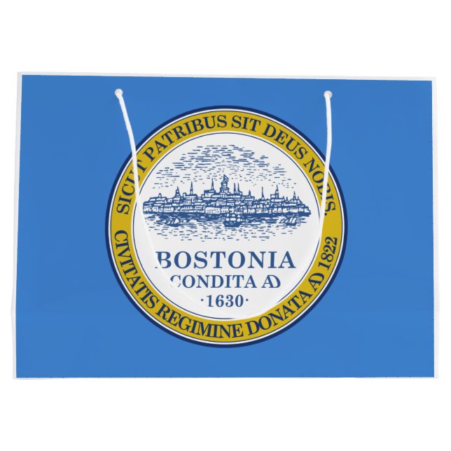 Sacola Para Presentes Grande Bandeira da Cidade de Boston (Massachusetts) (Verso)