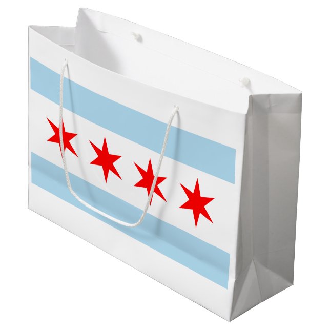 Sacola Para Presentes Grande Bandeira da cidade de Chicago (Frente inclinada)