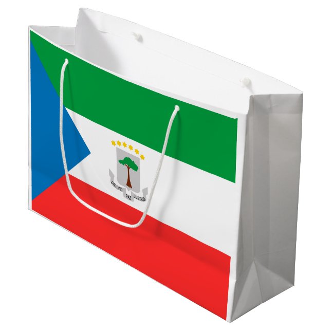 Sacola Para Presentes Grande bandeira da Guiné Equatorial (Frente inclinada)