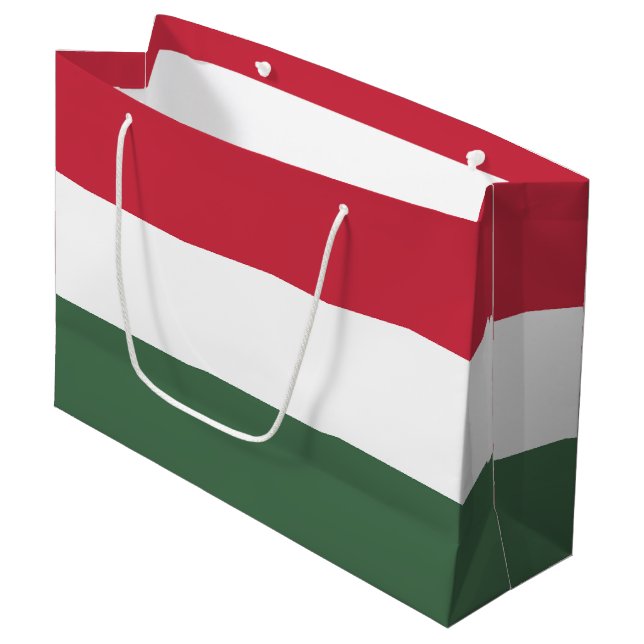 Sacola Para Presentes Grande Bandeira da Hungria (Frente inclinada)