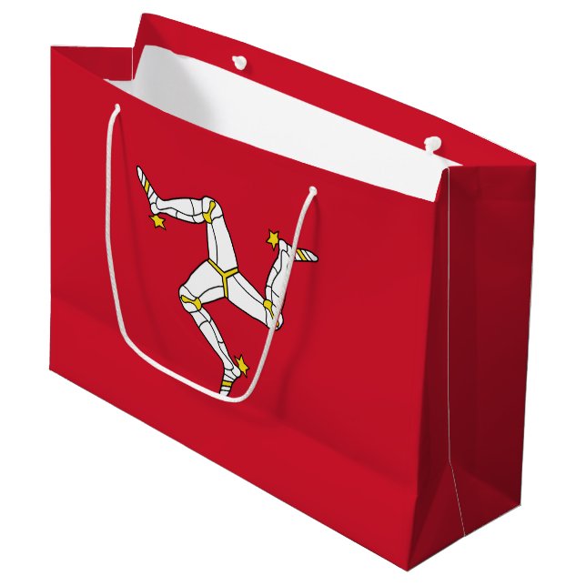 Sacola Para Presentes Grande Bandeira da Ilha de Man (Frente inclinada)