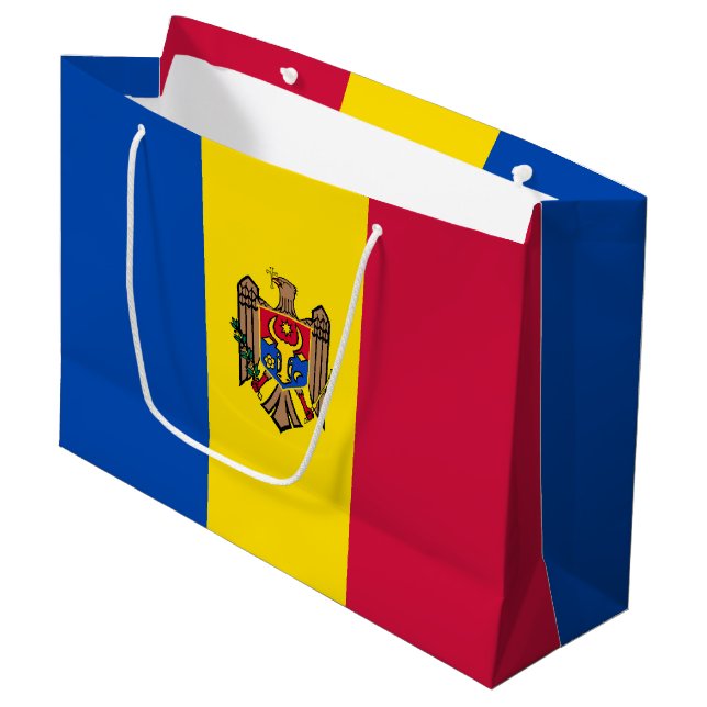 Sacola Para Presentes Grande Bandeira da Moldávia (Frente inclinada)