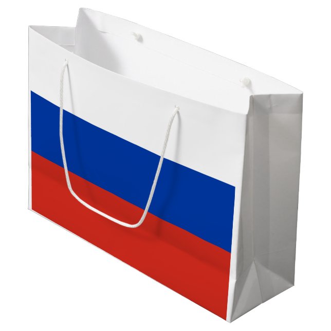 Sacola Para Presentes Grande Bandeira da Rússia (Frente inclinada)
