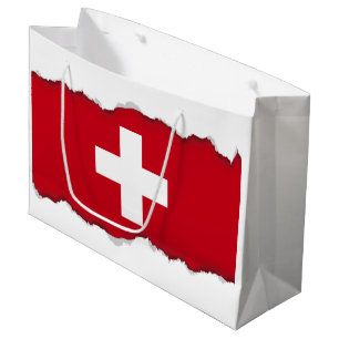 Sacola Para Presentes Grande Bandeira da suiça