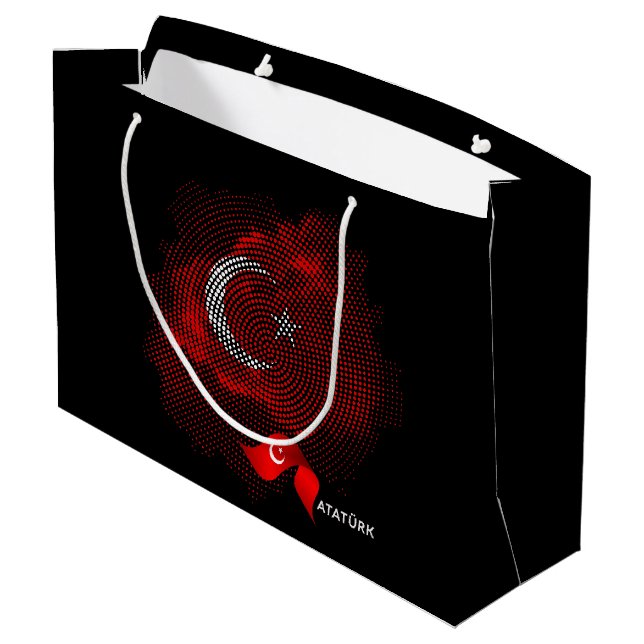 Sacola Para Presentes Grande Bandeira da Turquia (Verso inclinado)