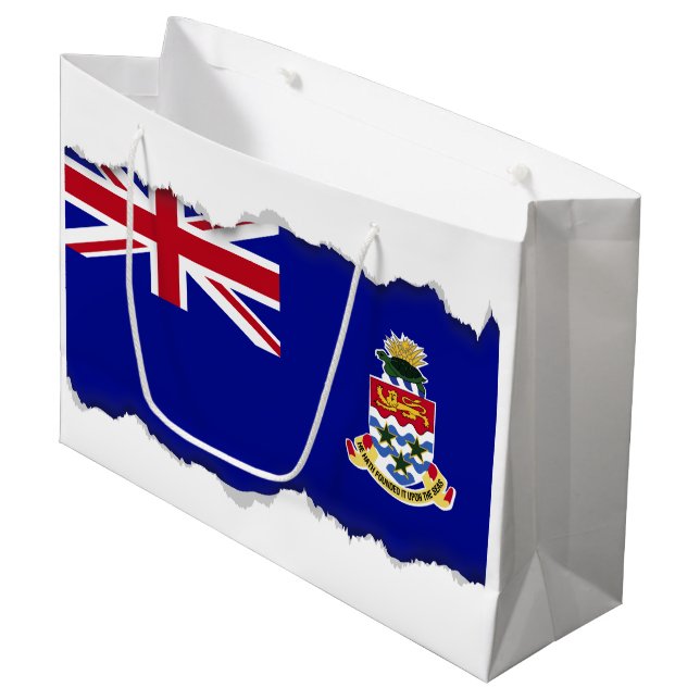 Sacola Para Presentes Grande Bandeira das Ilhas Cayman (Frente inclinada)