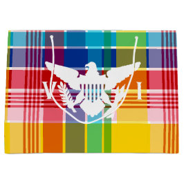 Sacola Para Presentes Grande Bandeira das Ilhas Virgens dos EUA, Madras