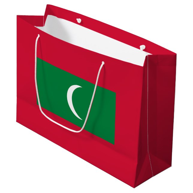 Sacola Para Presentes Grande Bandeira das Maldivas (Frente inclinada)
