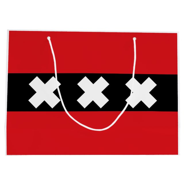 Sacola Para Presentes Grande Bandeira de Amesterdã (Verso)