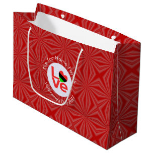 Sacola Para Presentes Grande Bandeira de AMOR de Letras Vermelhas Afro-American