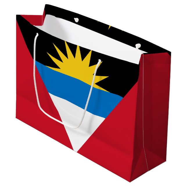 Sacola Para Presentes Grande Bandeira de Antígua e Barbuda Patriótica (Frente inclinada)
