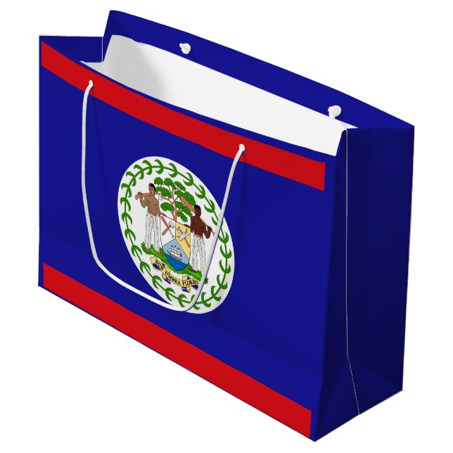 Sacola Para Presentes Grande Bandeira de Belize (Frente inclinada)