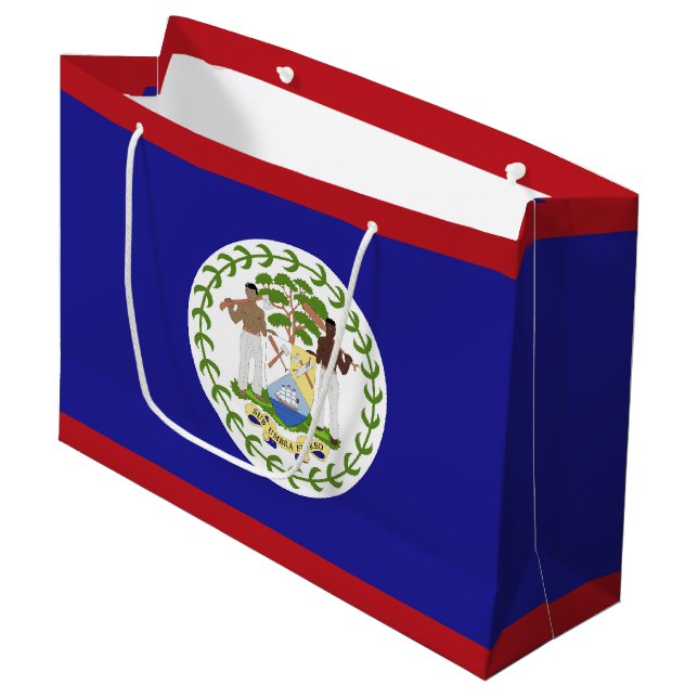 Sacola Para Presentes Grande bandeira de Belize (Frente inclinada)