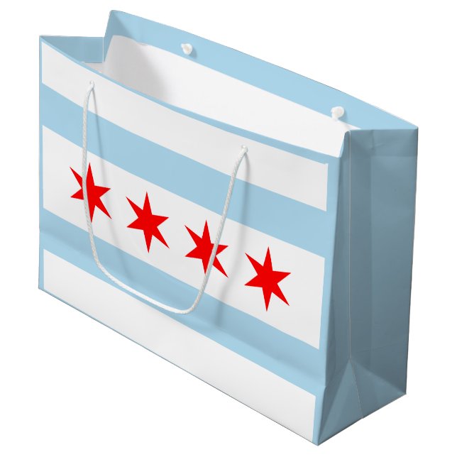 Sacola Para Presentes Grande Bandeira de Chicago, Illinois (Frente inclinada)