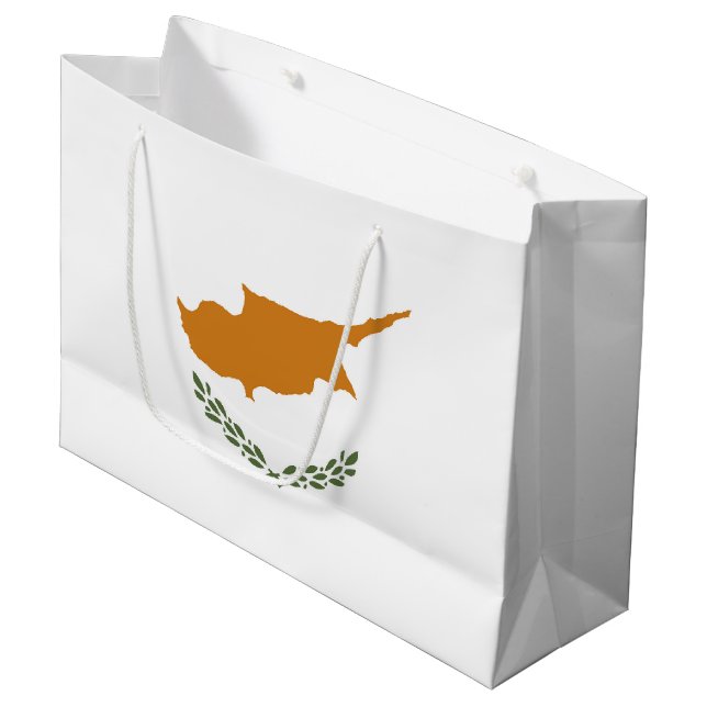 Sacola Para Presentes Grande Bandeira de Chipre (Frente inclinada)