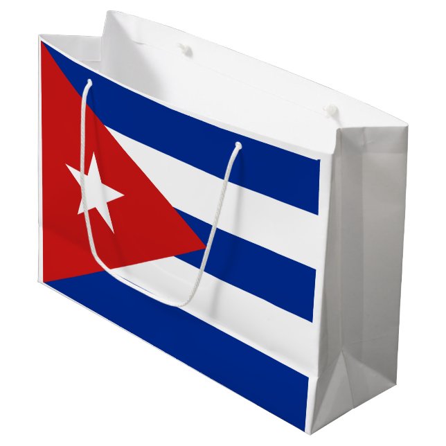 Sacola Para Presentes Grande Bandeira de Cuba (Frente inclinada)