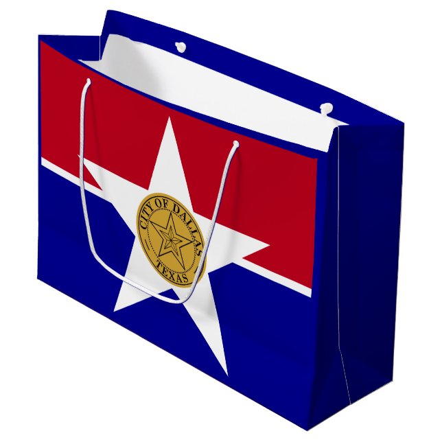 Sacola Para Presentes Grande Bandeira de Dallas, Texas Large Gift Bag (Frente inclinada)
