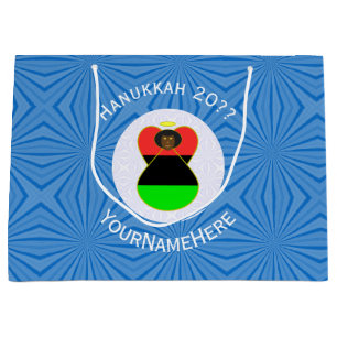 Sacola Para Presentes Grande Bandeira de Hanukkah do Anjo da Diáspora Africana