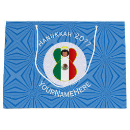 Sacola Para Presentes Grande Bandeira de Hanukkah do Anjo Mexicano Personalizad