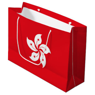 Sacola Para Presentes Grande Bandeira de Hong Kong