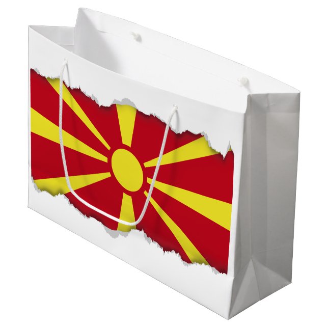 Sacola Para Presentes Grande Bandeira de Macedónia (Frente inclinada)