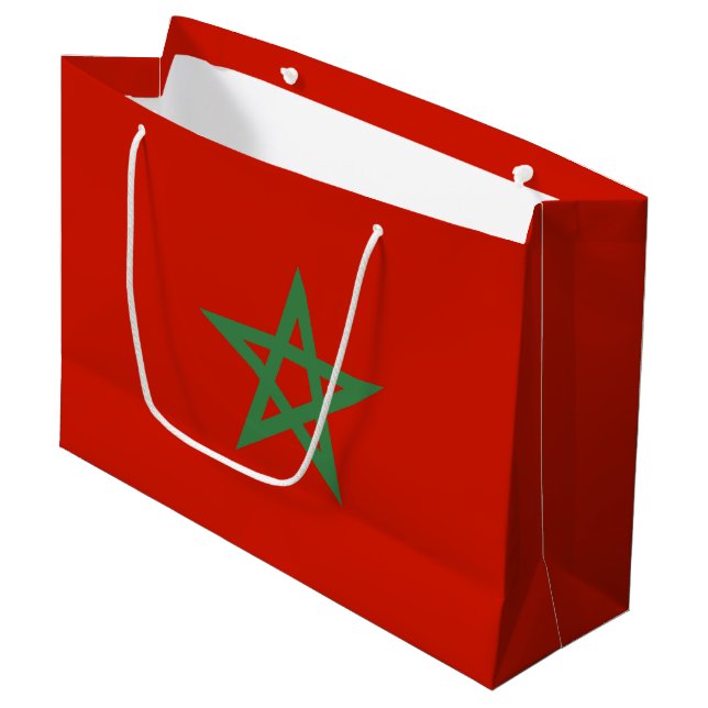 Sacola Para Presentes Grande Bandeira de Marrocos (Frente inclinada)