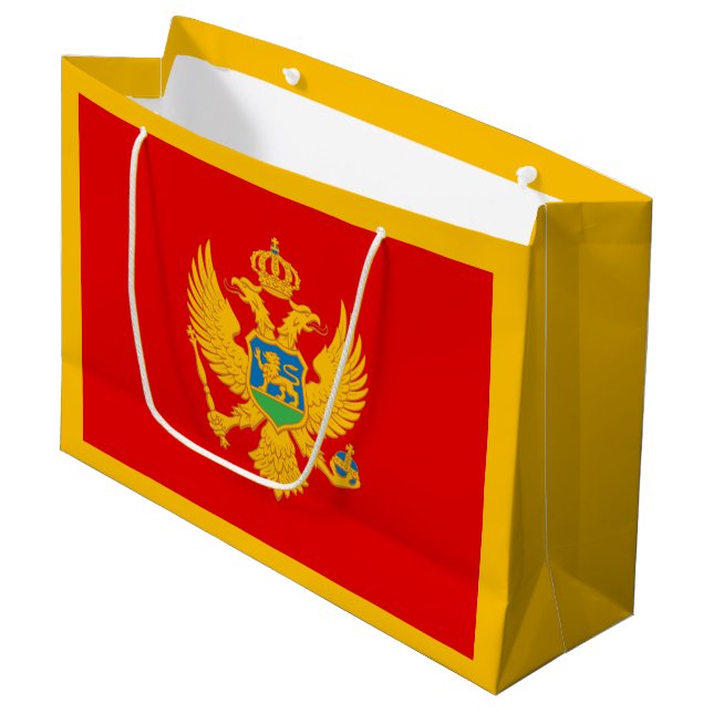 Sacola Para Presentes Grande Bandeira de Montenegro (Frente inclinada)