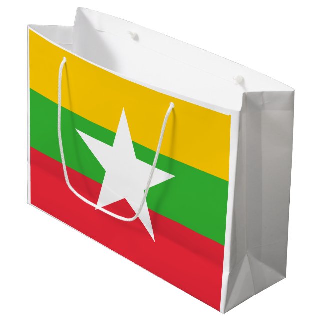 Sacola Para Presentes Grande Bandeira de Myanmar (Frente inclinada)