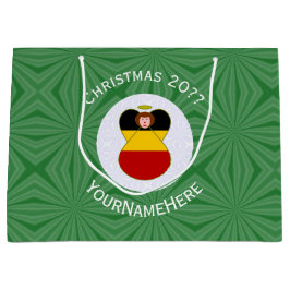 Sacola Para Presentes Grande Bandeira de Natal do Anjo Alemão Personalizada