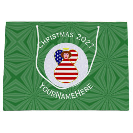 Sacola Para Presentes Grande Bandeira de Natal do Anjo de Cabelo Vermelho dos E