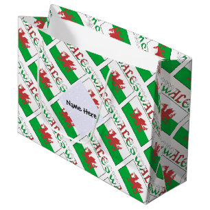 Sacola Para Presentes Grande Bandeira de Natal do Anjo Galês Preta Personalizad