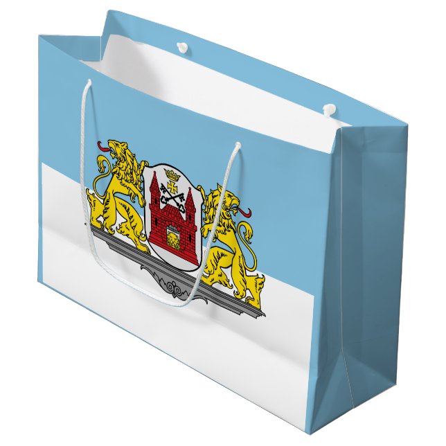 Sacola Para Presentes Grande Bandeira de Riga, Letónia Large Gift Bag (Frente inclinada)