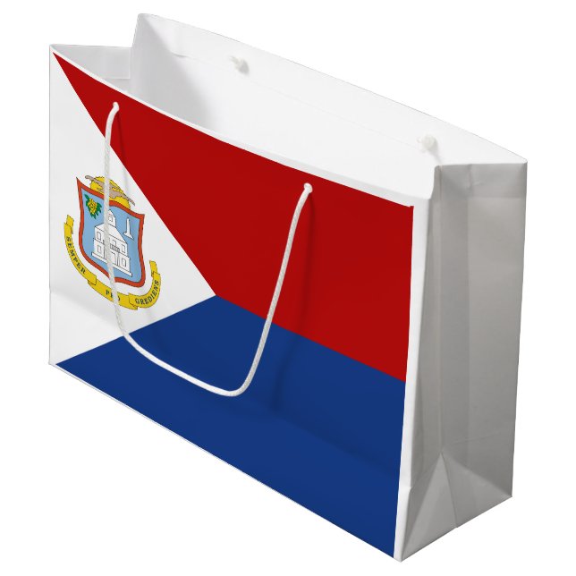 Sacola Para Presentes Grande Bandeira de Sint Maarten (Frente inclinada)