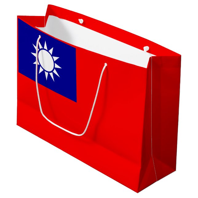Sacola Para Presentes Grande Bandeira de Taiwan (Frente inclinada)