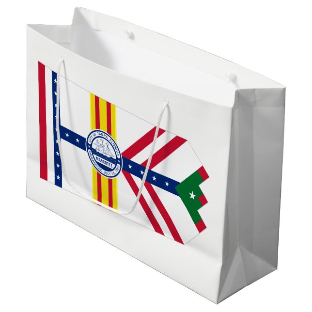 Sacola Para Presentes Grande Bandeira de Tampa, Flórida Large Gift Bag (Frente inclinada)