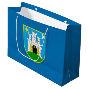 Sacola Para Presentes Grande Bandeira de Zagreb, Croácia - Grande Saco do Prese