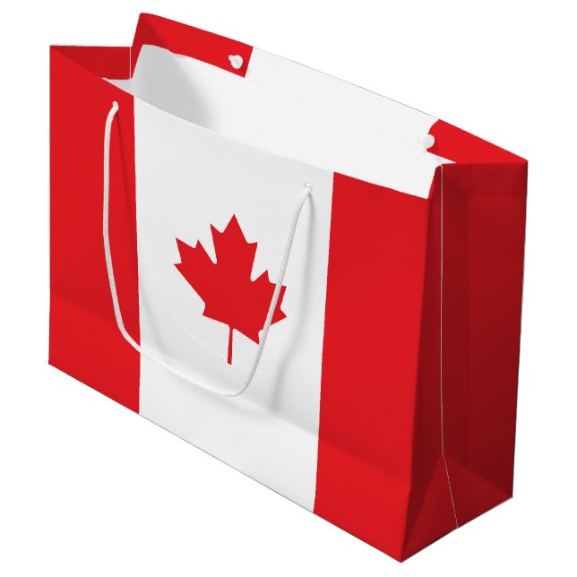 Sacola Para Presentes Grande Bandeira do Canadá (Frente inclinada)