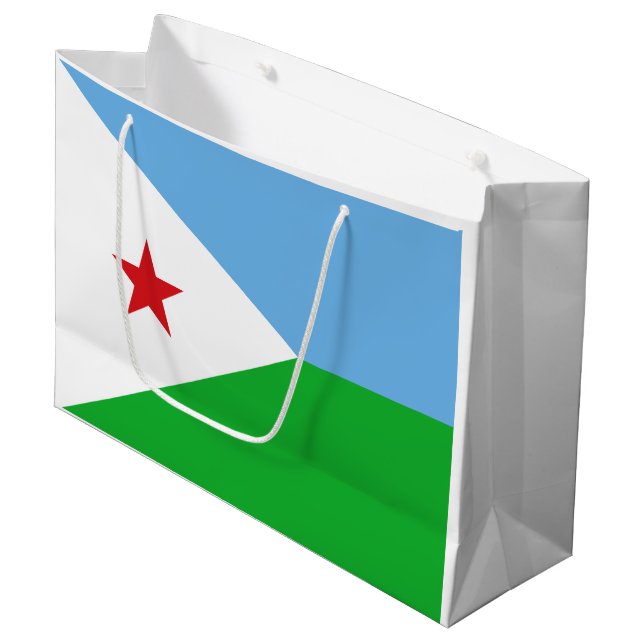 Sacola Para Presentes Grande Bandeira do Djibuti (Frente inclinada)