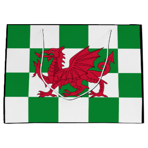 Sacola Para Presentes Grande Bandeira do Dragão Celta Vermelho Místico do País