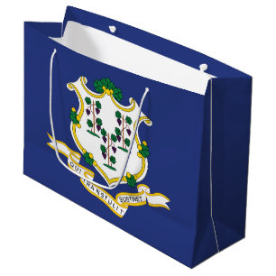 Sacola Para Presentes Grande Bandeira do Estado de Connecticut