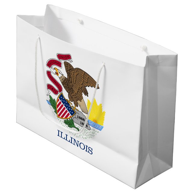 Sacola Para Presentes Grande Bandeira do Estado de Illinois (Frente inclinada)