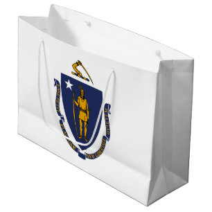 Sacola Para Presentes Grande Bandeira do estado de Massachusetts