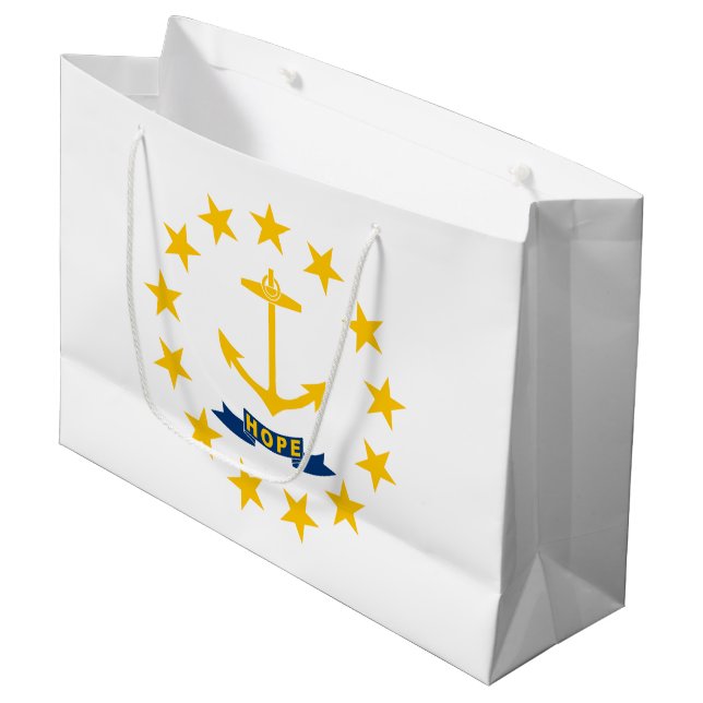 Sacola Para Presentes Grande Bandeira do Estado de Rhode Island (Frente inclinada)