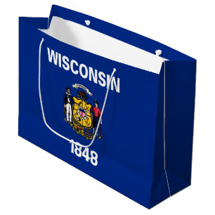 Sacola Para Presentes Grande Bandeira do Estado de Wisconsin